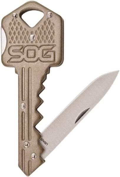 SOG Specialty Knives - 1-1/2" Blade, Straight Drop Point Folding Knife - 2-1/2" Closed Length, Stainless Steel - Makers Industrial Supply