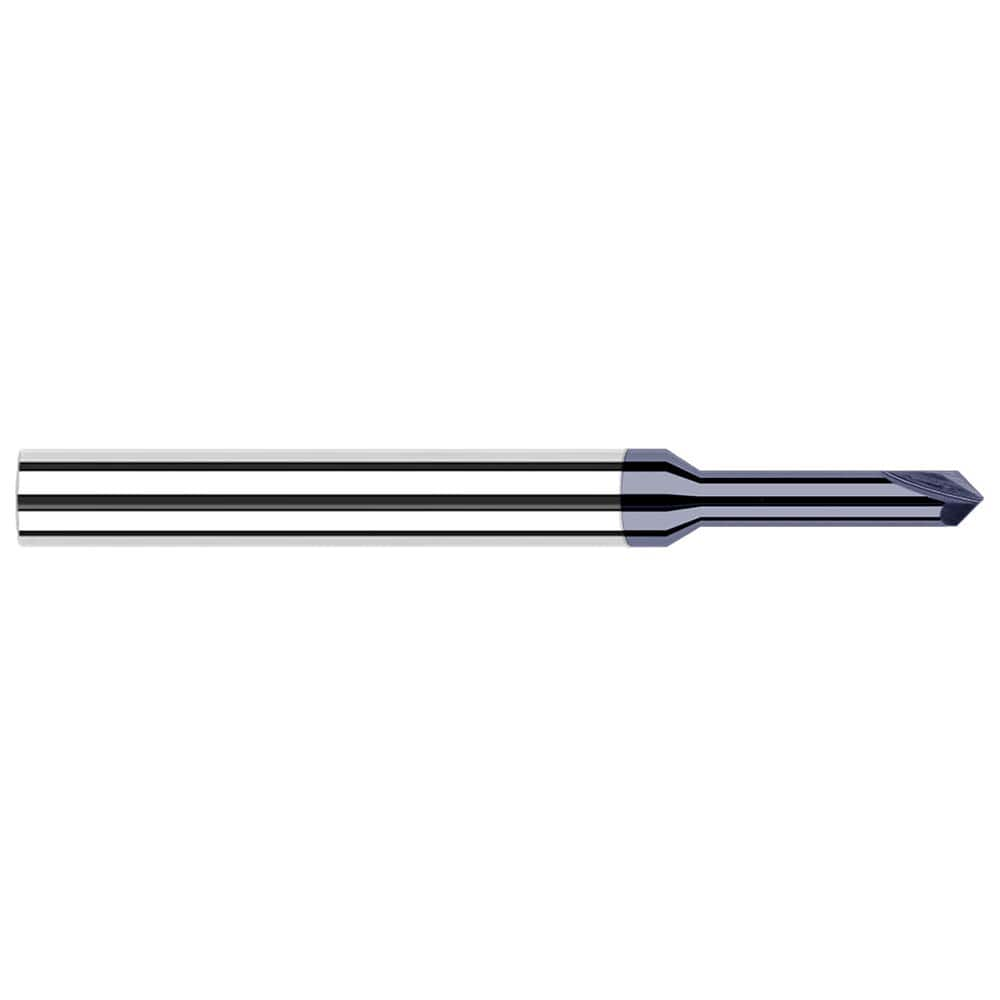 Chamfer Mill: 0.118″ Dia, 2 Flutes, Solid Carbide 2-1/2″ OAL, 1/8″ Shank Dia, AlTiN Coated