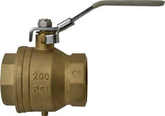 Value Collection - 2" Pipe, Full Port, Brass Full Port Ball Valve - Inline - One Way Flow, FNPT x FNPT Ends, Locking Lever Handle, 200 WOG, 150 WSP - Makers Industrial Supply