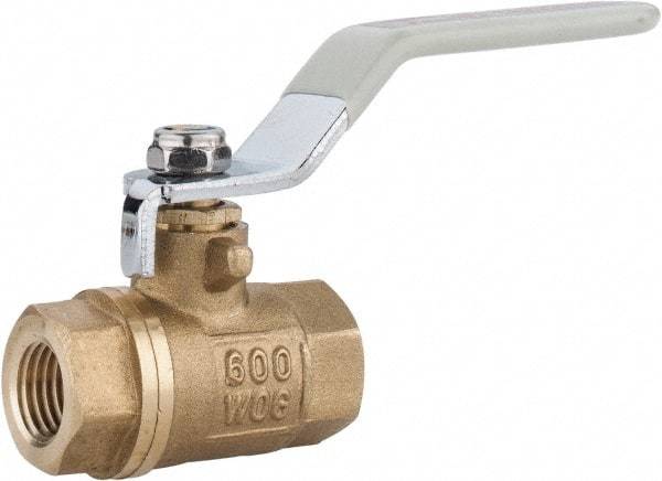 Value Collection - 1/4" Pipe, Full Port, Brass Full Port Ball Valve - Inline - Two Way Flow, FNPT x FNPT Ends, Lever Handle, 600 WOG, 150 WSP - Makers Industrial Supply