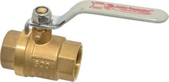 Value Collection - 1" Pipe, Full Port, Brass Full Port Ball Valve - Inline - Two Way Flow, MNPT x FNPT Ends, Lever Handle, 600 WOG, 150 WSP - Makers Industrial Supply