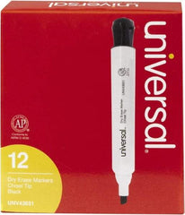 UNIVERSAL - Black, Chisel Tip, Dozen Dry Erase Markers - For Use with Dry Erase Marker Boards - Makers Industrial Supply