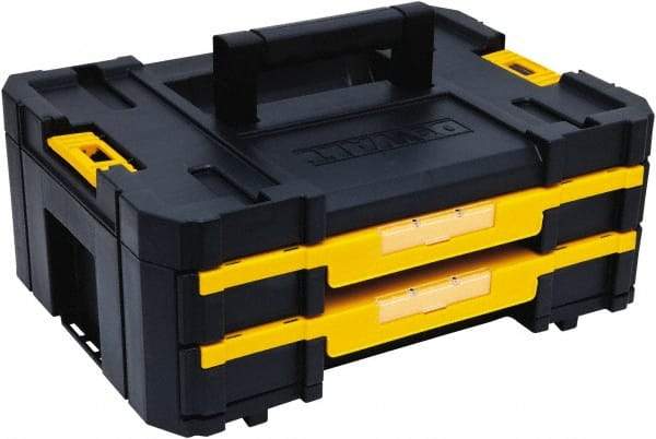 DeWALT - 2 Compartment 2 Drawer Tool Case - 12-1/4" Wide x 6-3/8" Deep x 6-29/32" High, Structural Foam, Black/Yellow - Makers Industrial Supply