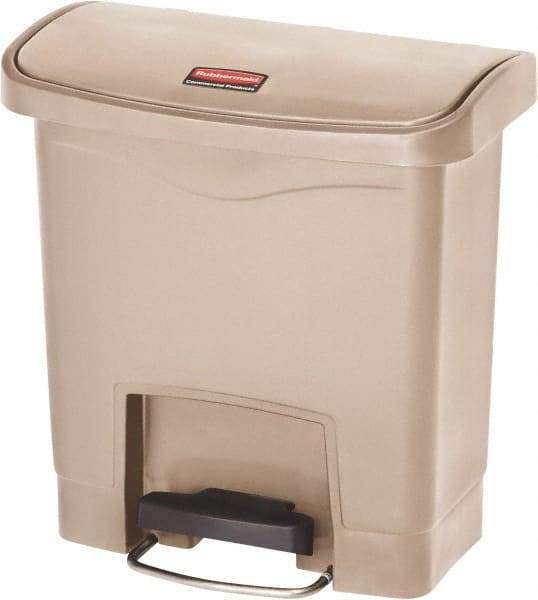 Rubbermaid - 4 Gal Rectangle Unlabeled Trash Can - 15.7" High x 14-7/8" Long, Beige, Resin - Makers Industrial Supply