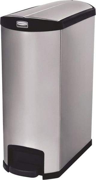 Rubbermaid - 24 Gal Rectangle Unlabeled Trash Can - 32.84" High x 27-1/8" Long, Chrome, Black, Metal - Makers Industrial Supply