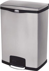 Rubbermaid - 24 Gal Rectangle Unlabeled Trash Can - 31.83" High x 21-3/4" Long, Chrome, Black, Metal - Makers Industrial Supply