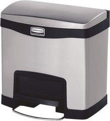 Rubbermaid - 4 Gal Rectangle Unlabeled Trash Can - 15.73" High x 15-1/2" Long, Chrome, Black, Metal - Makers Industrial Supply