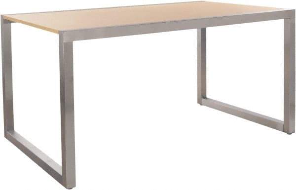 ECONOCO - 60" Long x 36" Wide x 30" High Stationary Display Table - Maple & Satin Chrome (Color), Melamine Top - Makers Industrial Supply