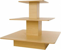 ECONOCO - 48" Long x 48" Wide x 42" High Stationary 3-Tier Table - Maple (Color), Melamine - Makers Industrial Supply