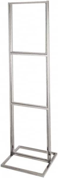 ECONOCO - 22 Inch Wide x 28 Inch High Sign Compatibility, Steel Square Frame Triple Bulletin Sign Holder - Chrome, 90 Inch Holder Height, Holds 3 Signs - Makers Industrial Supply