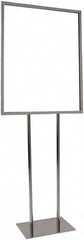 ECONOCO - 22 Inch Wide x 28 Inch High Sign Compatibility, Steel Square Frame Bulletin Sign Holder - Chrome, 60 Inch Holder Height, Holds 1 Sign - Makers Industrial Supply