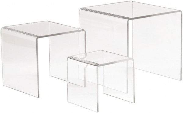 ECONOCO - 3, 4 & 5" High x 3, 4 & 5" Wide x 3, 4 & 5" Deep, Display Riser Plastic Shelving - Clear - Makers Industrial Supply