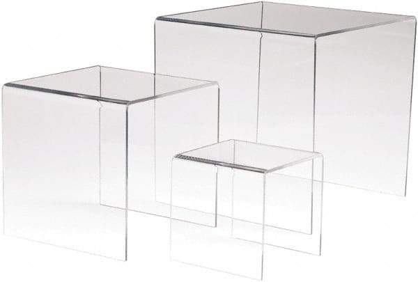 ECONOCO - 4, 6 & 8" High x 4, 6 & 8" Wide x 4, 6 & 8" Deep, Display Riser Plastic Shelving - Clear - Makers Industrial Supply