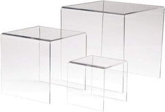 ECONOCO - 4, 6 & 8" High x 4, 6 & 8" Wide x 4, 6 & 8" Deep, Display Riser Plastic Shelving - Clear - Makers Industrial Supply