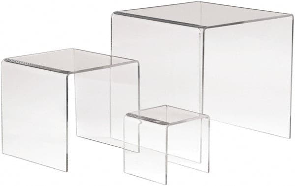 ECONOCO - 3, 5 & 7" High x 3, 5 & 7" Wide x 3, 5 & 7" Deep, Display Riser Plastic Shelving - Clear - Makers Industrial Supply