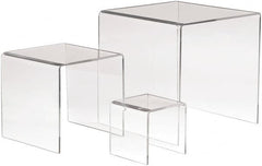 ECONOCO - 3, 5 & 7" High x 3, 5 & 7" Wide x 3, 5 & 7" Deep, Display Riser Plastic Shelving - Clear - Makers Industrial Supply