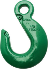 Campbell - 22,600 Lb Capacity, Chain Grade 100, Alloy Steel Eye Hook - 7.72" Reach, 1-5/16" Eye ID, 10-3/4" OAL, Painted Green - Makers Industrial Supply