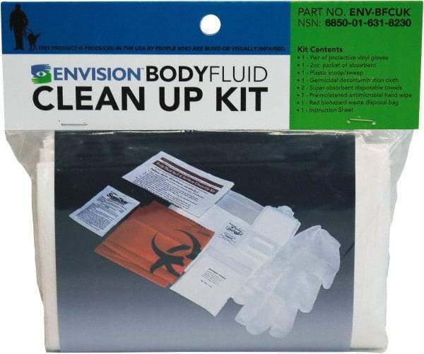 Ability One - 9 Piece, 1 Person, Body Fluid Clean-Up First Aid Kit - Plastic Bag - Makers Industrial Supply