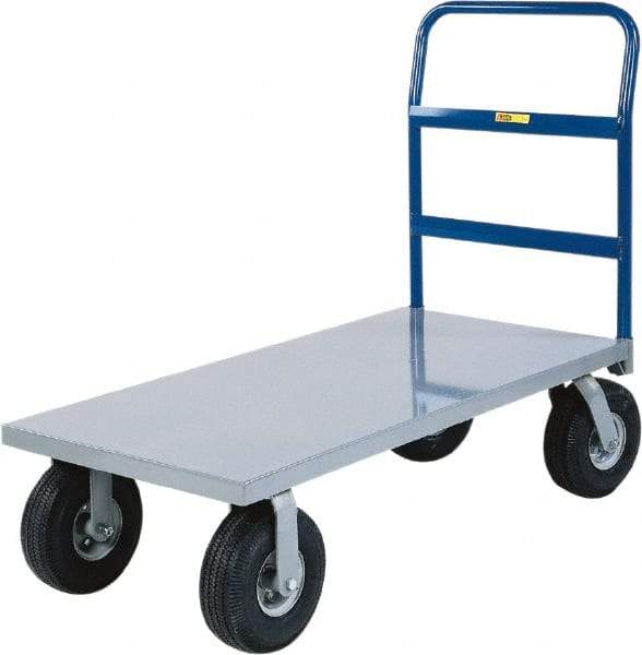 Little Giant - 1,200 Lb Capacity Steel Cushion Load Platform Truck - Steel Deck, 30" OAW, 60" Platform Length - Makers Industrial Supply