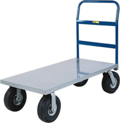 Little Giant - 1,500 Lb Capacity Steel Cushion Load Platform Truck - Steel Deck, 24" OAW, 48" Platform Length x 14" Platform Height, Pneumatic Casters - Makers Industrial Supply