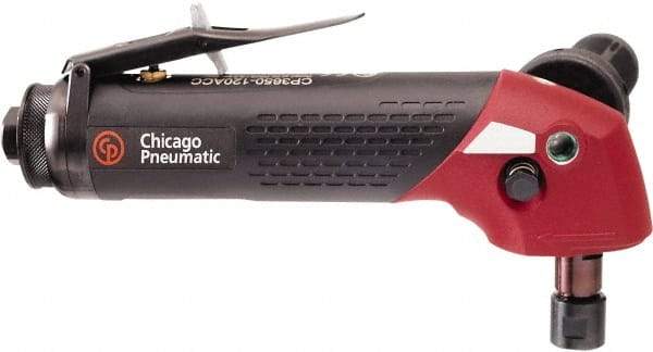 Chicago Pneumatic - 1/4" Collet, Angle Handle, Straight Air Die Grinder - 12,000 RPM, Rear Exhaust, 6 CFM, 2.3 hp, 90 psi, 3/8" Inlet - Makers Industrial Supply