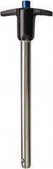 Monroe Engineering Products - 7/16" Pin Diam, 2" Usable Length, T Handle Quick Release Pin - 155mm OAL, 440C Stainless Steel Ball, Aluminum Handle - Makers Industrial Supply