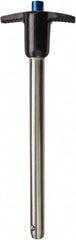 Monroe Engineering Products - 3/4" Diam, 3" Usable Length, T Handle, Push Button Quick Release Pin - 5-5/8" OAL, Grade 4140 Steel, Zinc-Plated Finish - Makers Industrial Supply