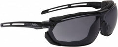 Uvex - Size Universal, Gray Anti-Fog Lens, Hybrid Safety Glasses/Goggles - Indirect Vent, Black Polycarbonate Frame - Makers Industrial Supply