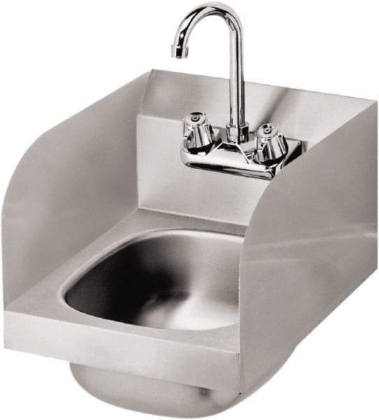 Krowne - 14" Long x 10" Wide Inside, 1 Compartment, Grade 304 Stainless Steel Hand Sink with Side Support - 20 Gauge, 12" Long x 12" Wide x 17" High Outside, 6" Deep - Makers Industrial Supply