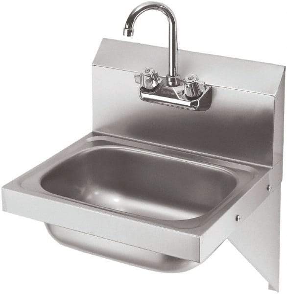 Krowne - 10" Long x 14" Wide Inside, 1 Compartment, Grade 304 Stainless Steel Hand Sink with Side Support - 20 Gauge, 20" Long x 16" Wide x 15" High Outside, 6" Deep - Makers Industrial Supply