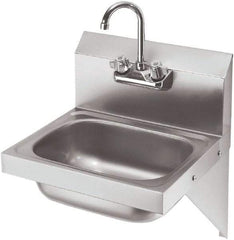 Krowne - 10" Long x 14" Wide Inside, 1 Compartment, Grade 304 Stainless Steel Hand Sink with Side Support - 20 Gauge, 20" Long x 16" Wide x 15" High Outside, 6" Deep - Makers Industrial Supply