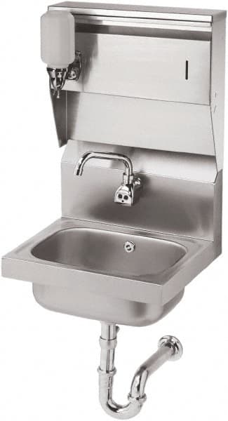 Krowne - 10" Long x 14" Wide Inside, 1 Compartment, Grade 304 Stainless Steel Hand Sink with Electronic Faucet - 20 Gauge, 15" Long x 16" Wide x 24" High Outside, 6" Deep - Makers Industrial Supply