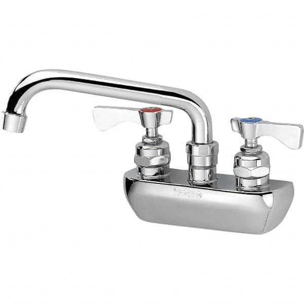 Krowne - Wall Mount, Low Arc Service Sink Faucet - Two Handle, Color Coded, Blade Handle, Swing Spout and Nozzle, No Drain - Makers Industrial Supply