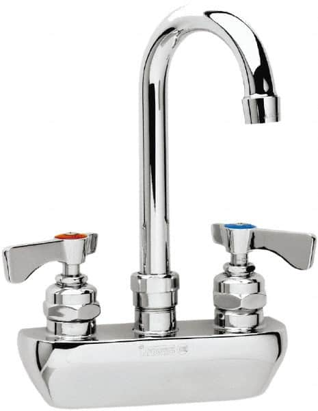 Krowne - Wall Mount, High Arc Service Sink Faucet - Two Handle, Color Coded, Blade Handle, Gooseneck Spout and Nozzle, No Drain - Makers Industrial Supply