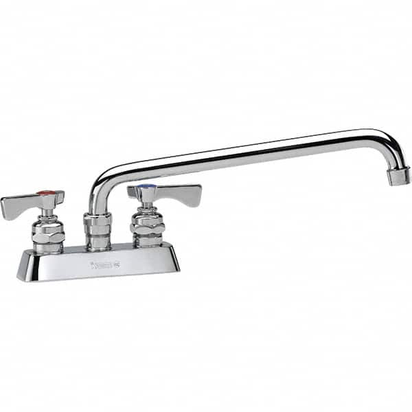 Krowne - Deck Mount, Low Arc Deck Mount Faucet - Two Handle, Color Coded, Blade Handle, Swing Spout and Nozzle, No Drain - Makers Industrial Supply