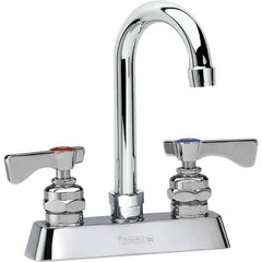 Krowne - Deck Mount, High Arc Deck Mount Faucet - Two Handle, Color Coded, Blade Handle, Gooseneck Spout and Nozzle, No Drain - Makers Industrial Supply