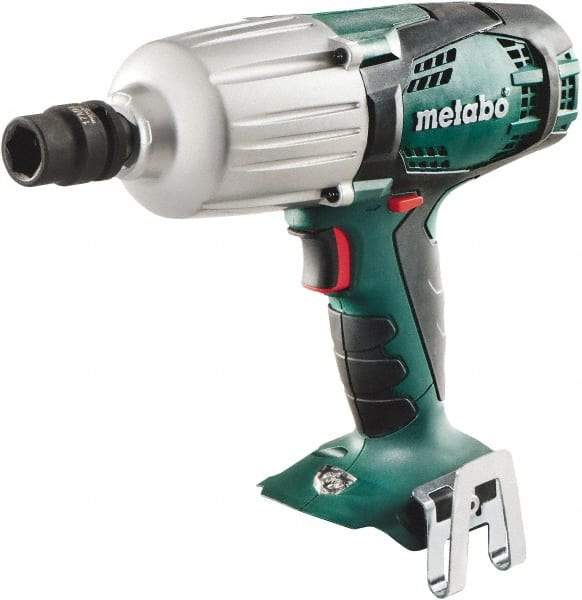 Metabo - 1/2" Drive 18 Volt Pistol Grip Cordless Impact Wrench & Ratchet - 1,600 RPM, 2,200 BPM, 450 Ft/Lb Torque, Lithium-Ion Batteries Not Included - Makers Industrial Supply