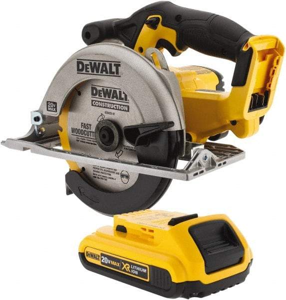 DeWALT - 20 Volt, 6-1/2" Blade, Cordless Circular Saw - 3,700 RPM, Lithium-Ion Batteries Included - Makers Industrial Supply