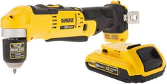 DeWALT - 20 Volt 3/8" Chuck Right Angle Handle Cordless Drill - 0-650 & 0-2000 RPM, Keyless Chuck, Reversible, 1 Lithium-Ion Battery Included - Makers Industrial Supply