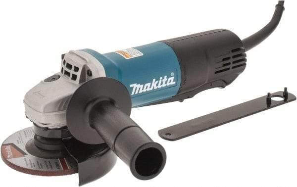 Makita - 4-1/2" Wheel Diam, 10,000 RPM, Corded Angle & Disc Grinder - 5/8-11 Spindle, 120 Volts, 7.5 Amps, Side Exhaust - Makers Industrial Supply