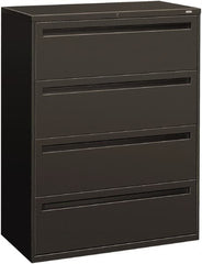 Hon - 42" Wide x 53-1/4" High x 19-1/4" Deep, 4 Drawer Lateral File - Steel, Charcoal - Makers Industrial Supply