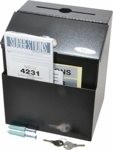 Safco - 7-1/8 Inch Wide x 6 Inch Deep x 8-1/2 Inch High Suggestion Box - Black - Makers Industrial Supply