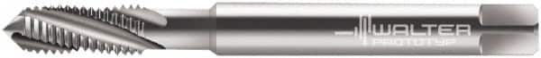 Walter-Prototyp - #10-24 UNC 3 Flute 2B Modified Bottoming Spiral Flute Tap - Powdered Metal, Bright Finish, 70mm OAL, Right Hand Flute, Right Hand Thread, Series 224102 - Exact Industrial Supply