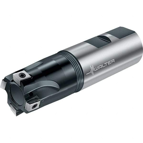 Walter - 1-1/2" Cut Diam, 0.331" Max Depth of Cut, 1-1/2" Shank Diam, 4-1/2" OAL, Indexable Square Shoulder End Mill - Multiple Insert Styles, Weldon Shank, 90° Lead Angle, Through Coolant, Series Blaxx - Makers Industrial Supply