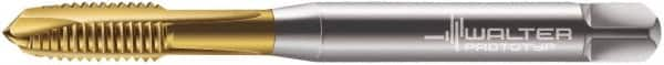 Walter-Prototyp - M6x1.00 Metric, 3 Flute, TiN Finish, Powdered Metal Spiral Point Tap - Plug Chamfer, Right Hand Thread, 80mm OAL, 15mm Thread Length, 6mm Shank Diam, 6H Class of Fit, Series 7021365 - Exact Industrial Supply