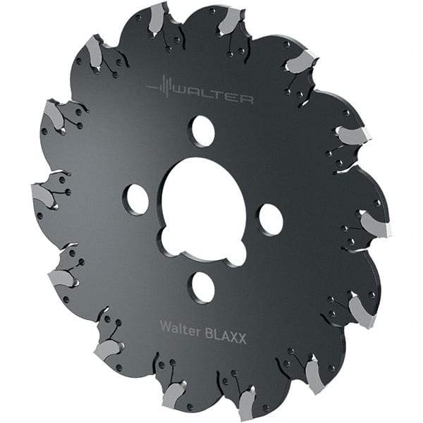 Walter - Arbor Hole Connection, 0.1575" Cutting Width, 0.5906" Depth of Cut, 63mm Cutter Diam, 0.6299" Hole Diam, 4 Tooth Indexable Slotting Cutter - F5055.B Toolholder, SX-4E Insert, Right Hand Cutting Direction - Makers Industrial Supply