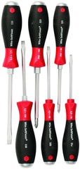 6 Piece - SoftFinish® Cushion Grip Extra Heavy Duty Screwdriver w/ Hex Bolster & Metal Striking Cap Set - #53096 - Includes: Slotted 3.5 - 6.5mm Phillips #1 - 2 - Makers Industrial Supply