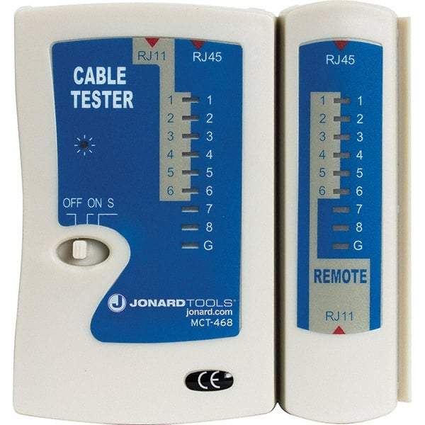 Jonard Tools - Modular Cable Tester - LED Screen, RJ11, RJ12 & RJ45 Connectors - Makers Industrial Supply