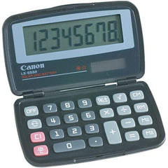 Canon - 8-Digit LCD 8 Function Handheld Calculator - 4-3/8 x 2-3/4 Display Size, Black, Solar & Battery Powered - Makers Industrial Supply