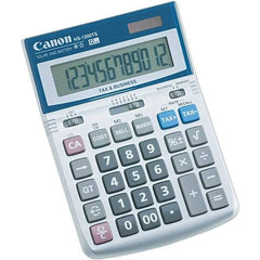 Canon - 12-Digit LCD 12 Function Handheld Calculator - 4-7/8 x 6-7/8 Display Size, White, Solar & Battery Powered - Makers Industrial Supply